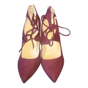 Marc Fisher Suede 4" Lace-Up Zip back Ankle Closure Heels Sz 8.5